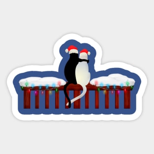 Merry Christmas Couple Cats Sticker